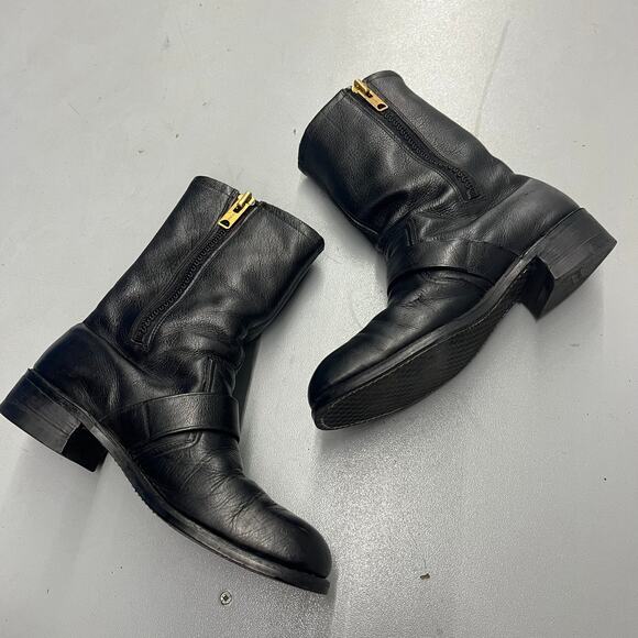 True Vintage 1960's 70's Black Engineer Buckle Boots Talon Zipper Mens SZ 9 1/2 - Picture 6 of 7